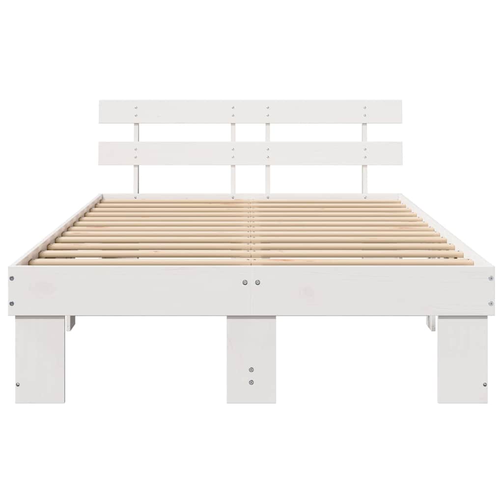 Bed Frame with Headboard White 135 x 190 cm